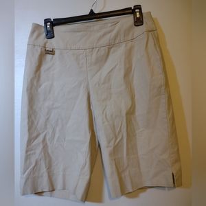 Peck & Peck Charm Logo Tan Casual Basic Walk Bermuda Rayon Mid Short Petite 8P